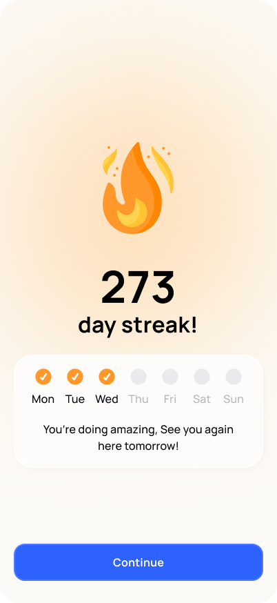 Nami streak screen showing a 273 day streak